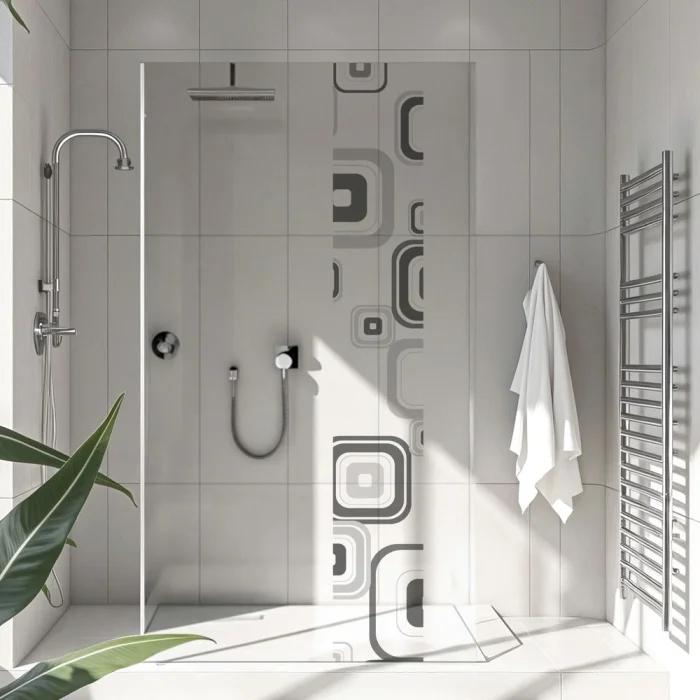 Sichtschutzfolie Dusche | Retro Quadrat Muster