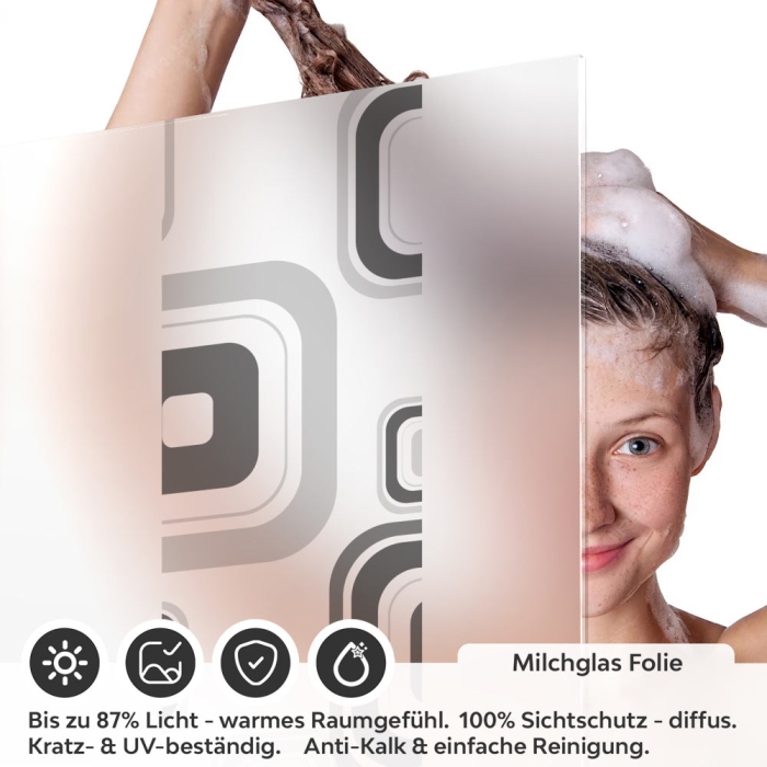 Sichtschutzfolie Dusche | Retro Quadrat Muster