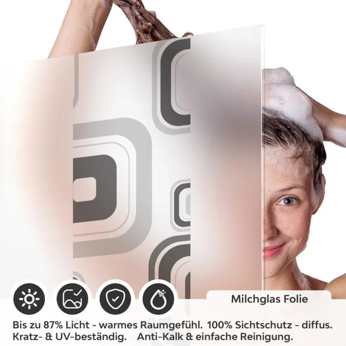 Sichtschutzfolie Dusche | Retro Quadrat Muster
