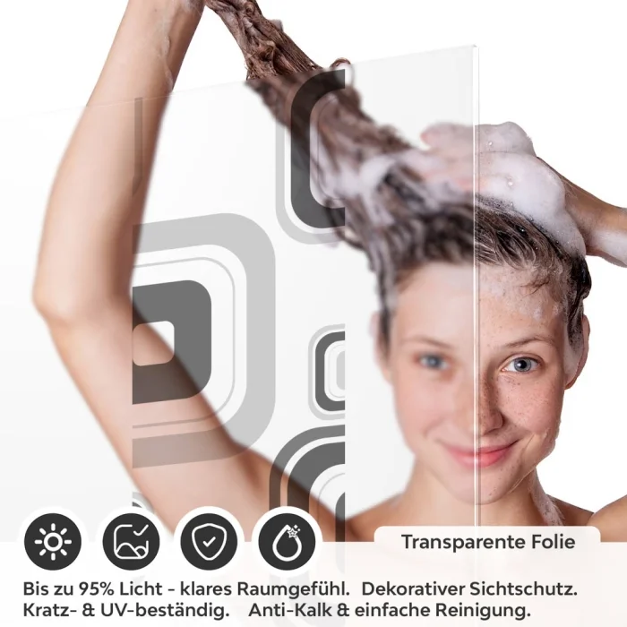 Sichtschutzfolie Dusche | Retro Quadrat Muster