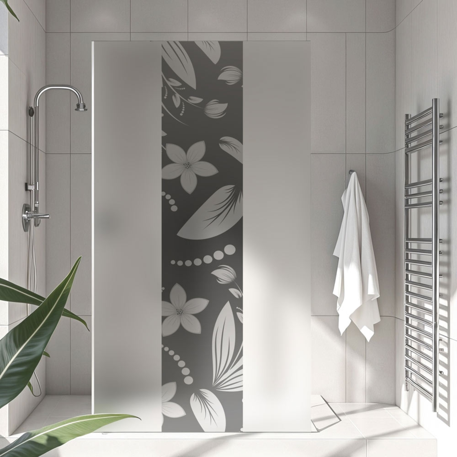 Sichtschutzfolie Dusche | Florale Muster