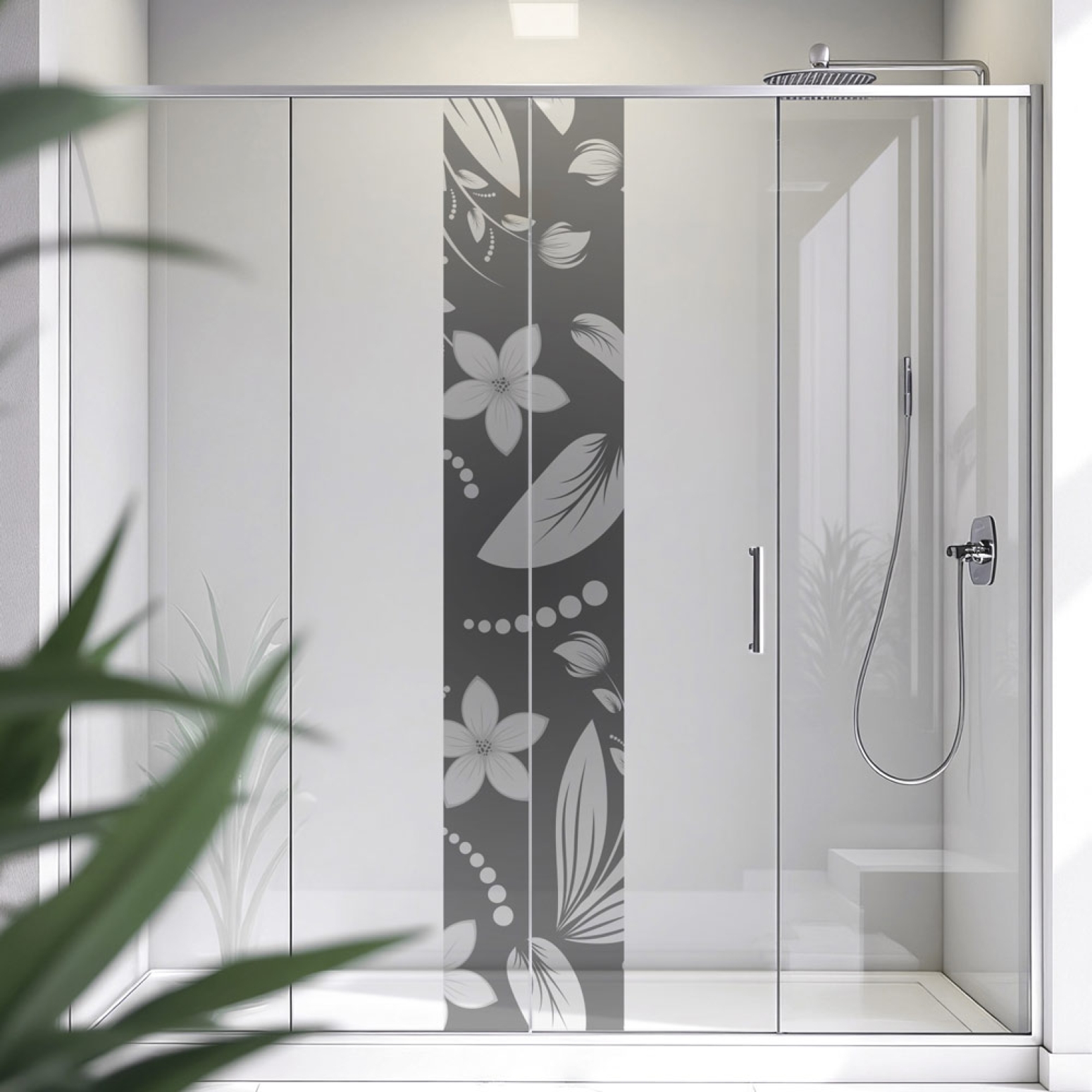 Sichtschutzfolie Dusche | Florale Muster
