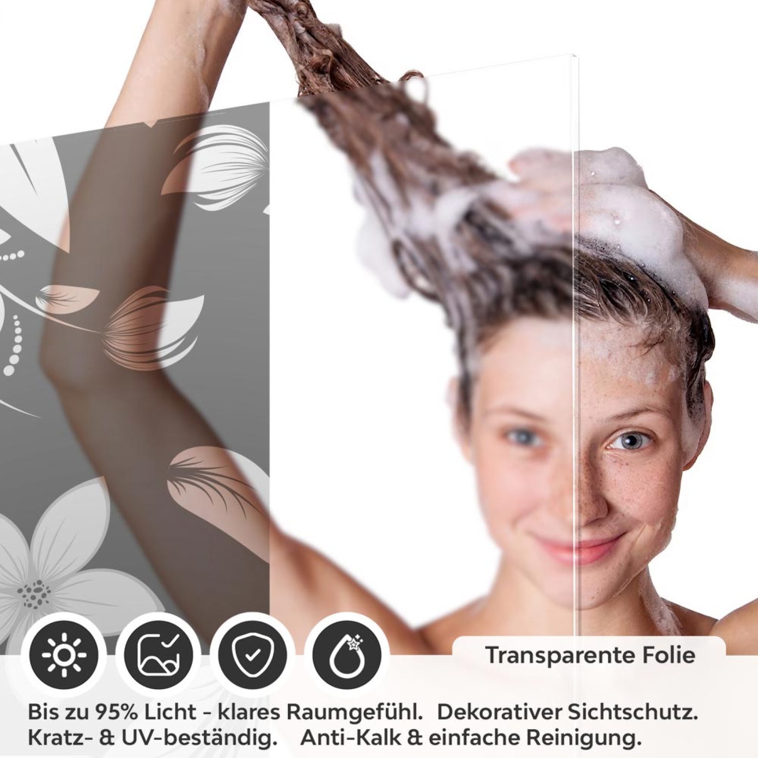 Sichtschutzfolie Dusche | Florale Muster