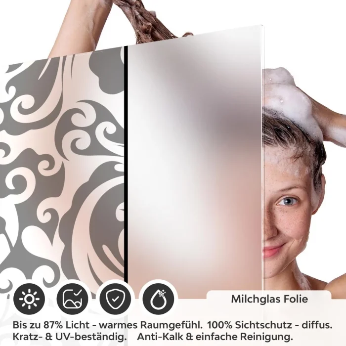 Sichtschutzfolie Dusche | Elegantes Barockmuster