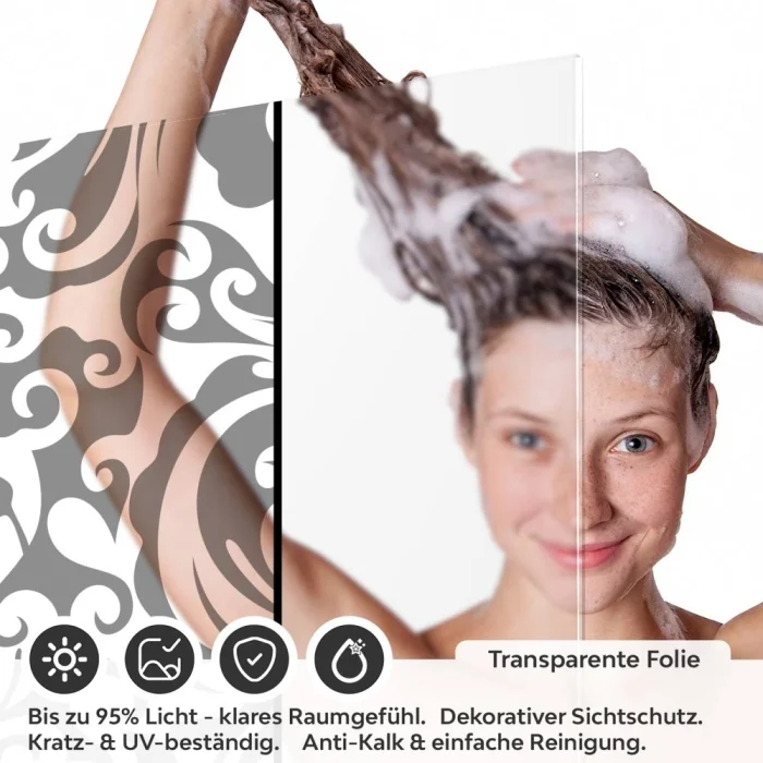 Sichtschutzfolie Dusche | Elegantes Barockmuster