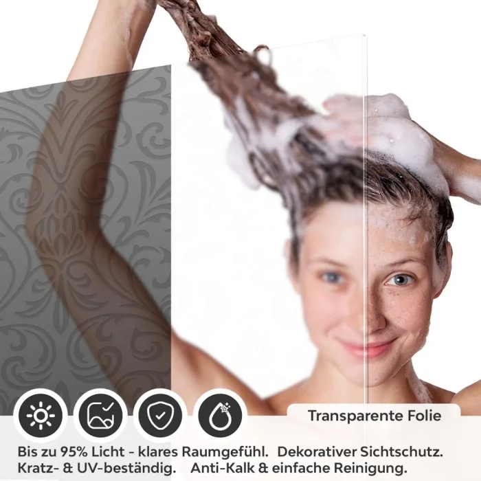 Sichtschutzfolie Dusche | Barock Damast Design