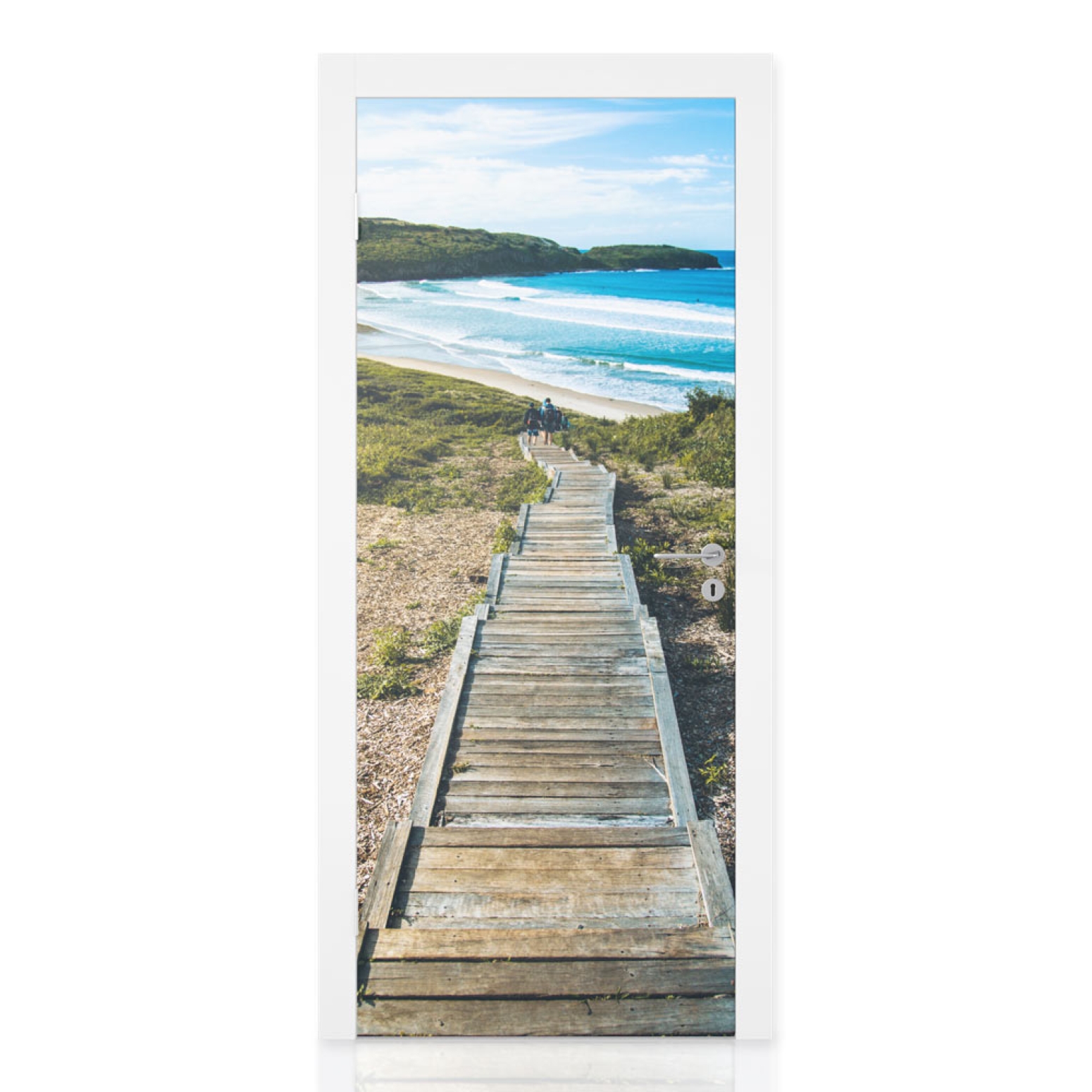 Türfolie Holztreppe zum Meer Hauptbild