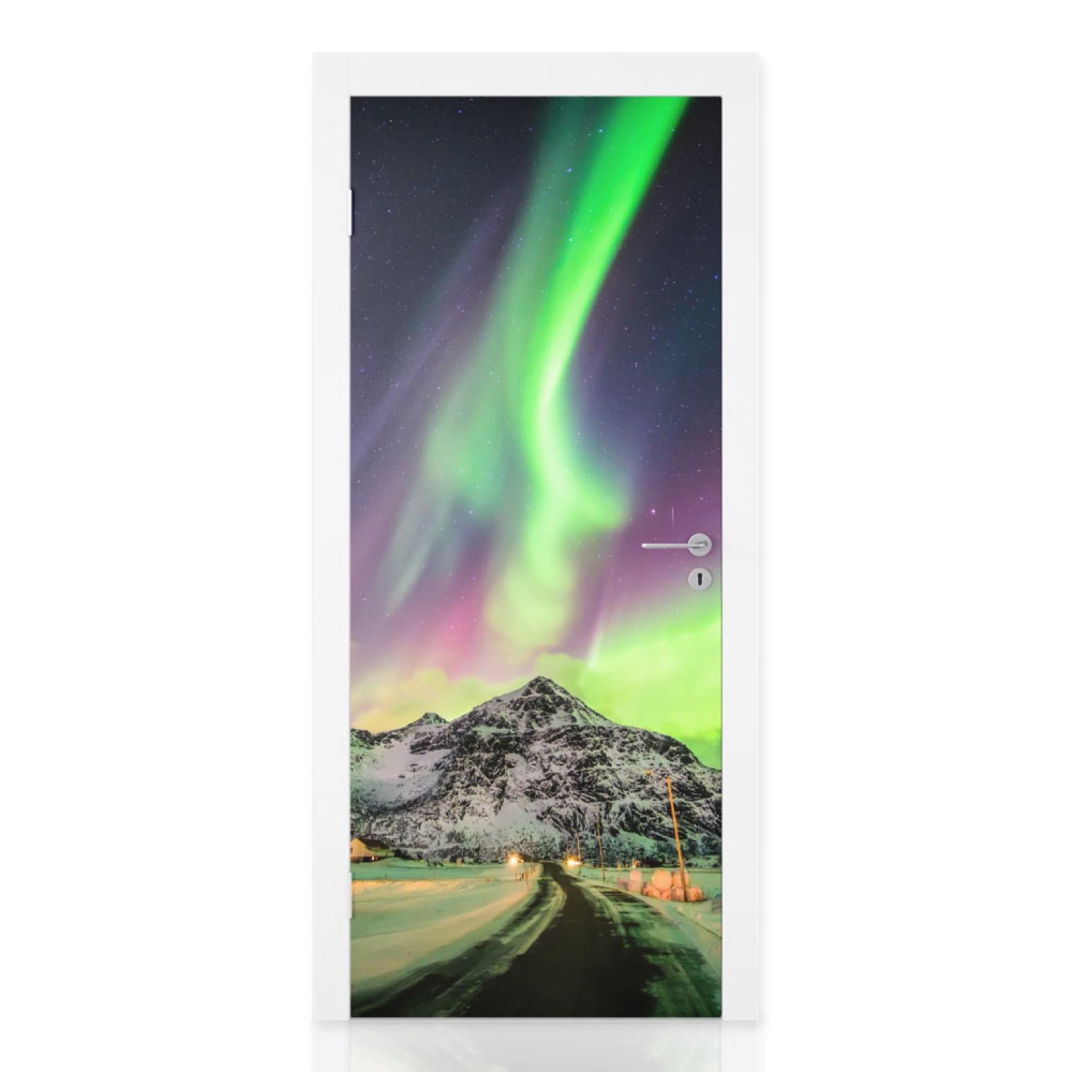 Türfolie Highway unter Polarlichter Hauptbild 1
