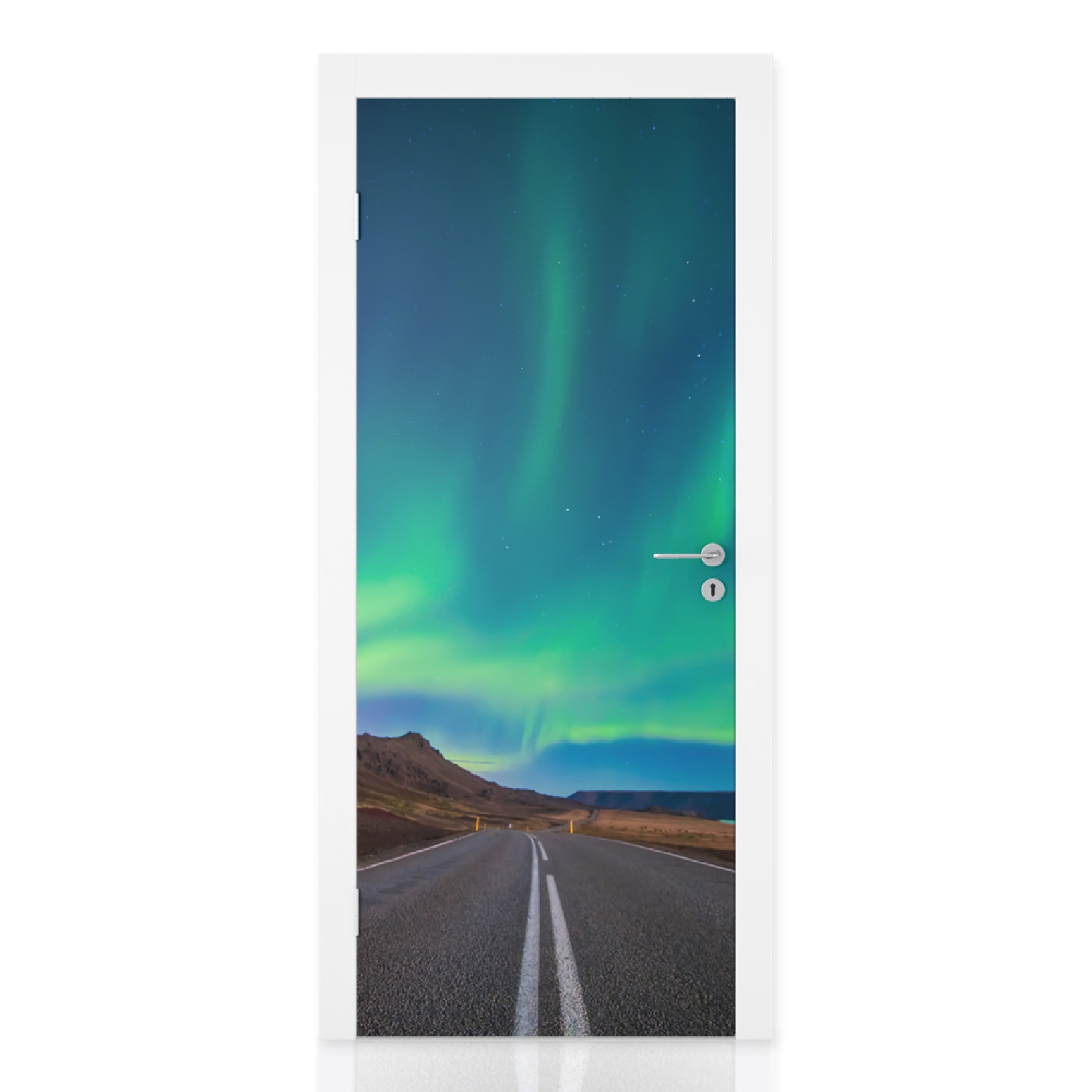 Türfolie Straße unter Nordlichter Hauptbild 1