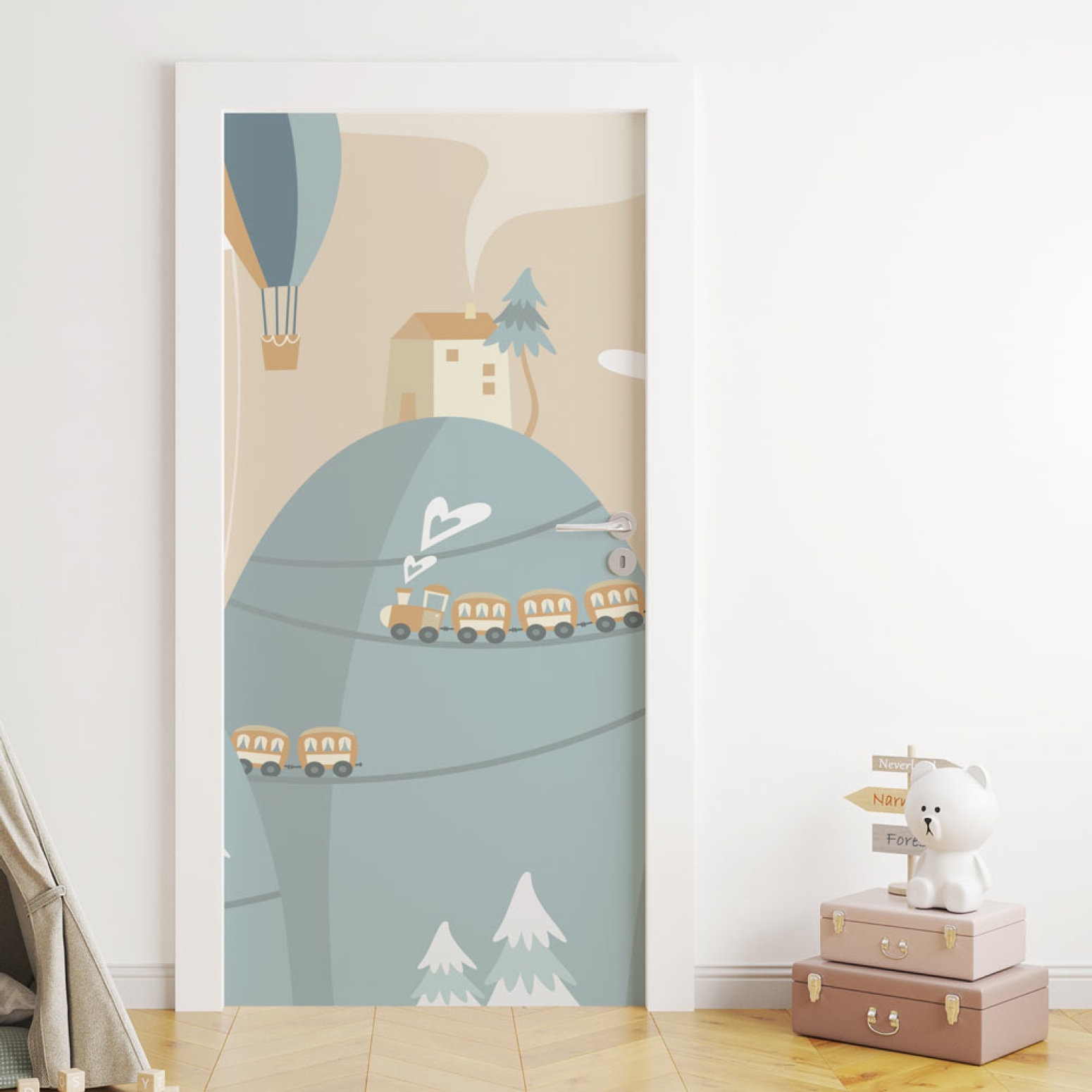 Türfolie Kinderzimmer Dampflokomotive Artikelbild 1