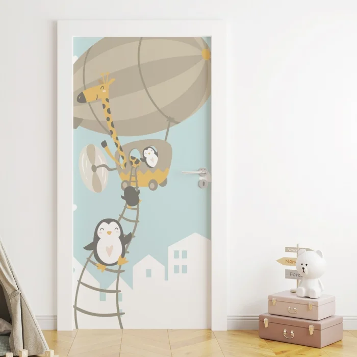 Türfolie Kinderzimmer Zeppelin Pinguine Artikelbild 1