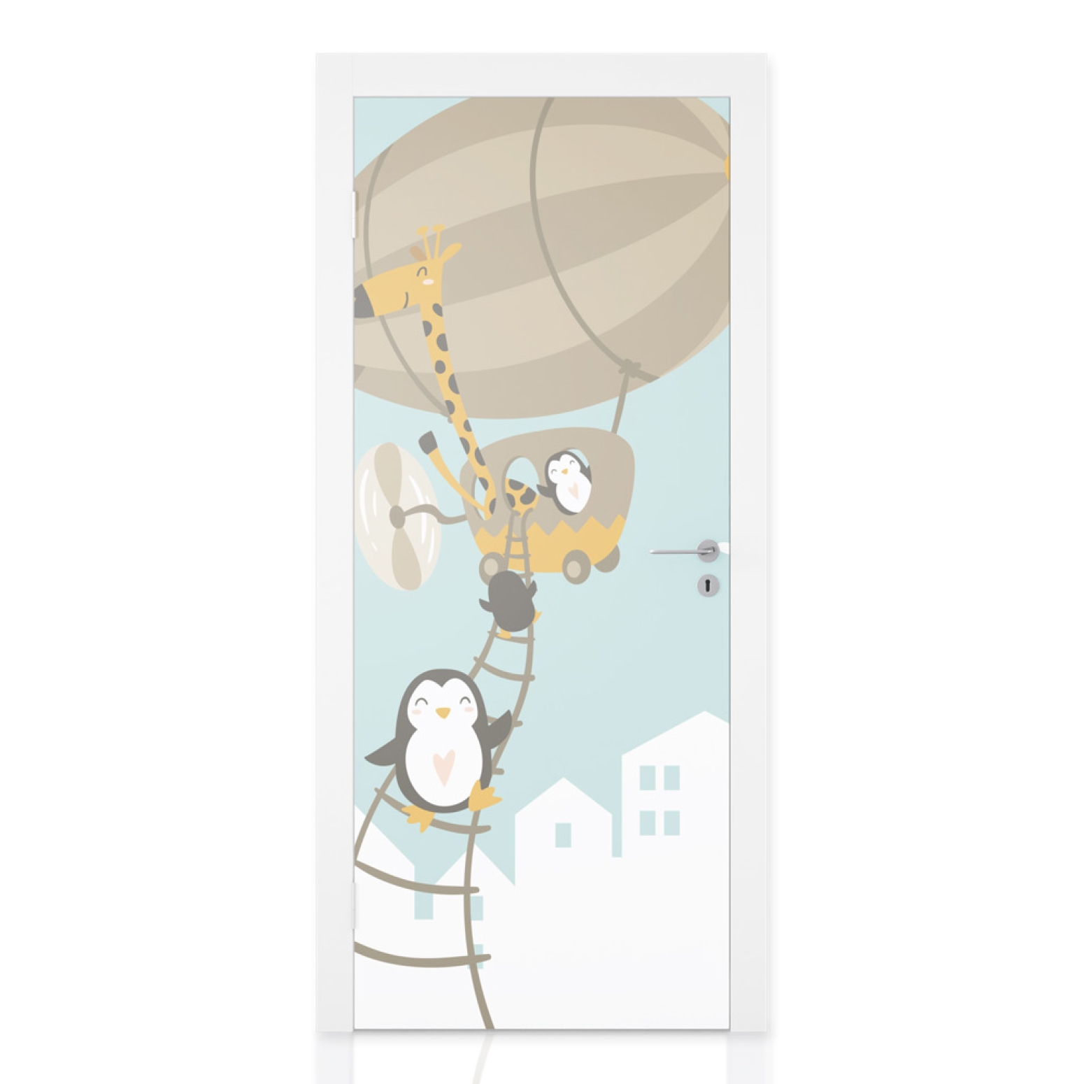Türfolie Kinderzimmer Zeppelin Pinguine Hauptbild 1