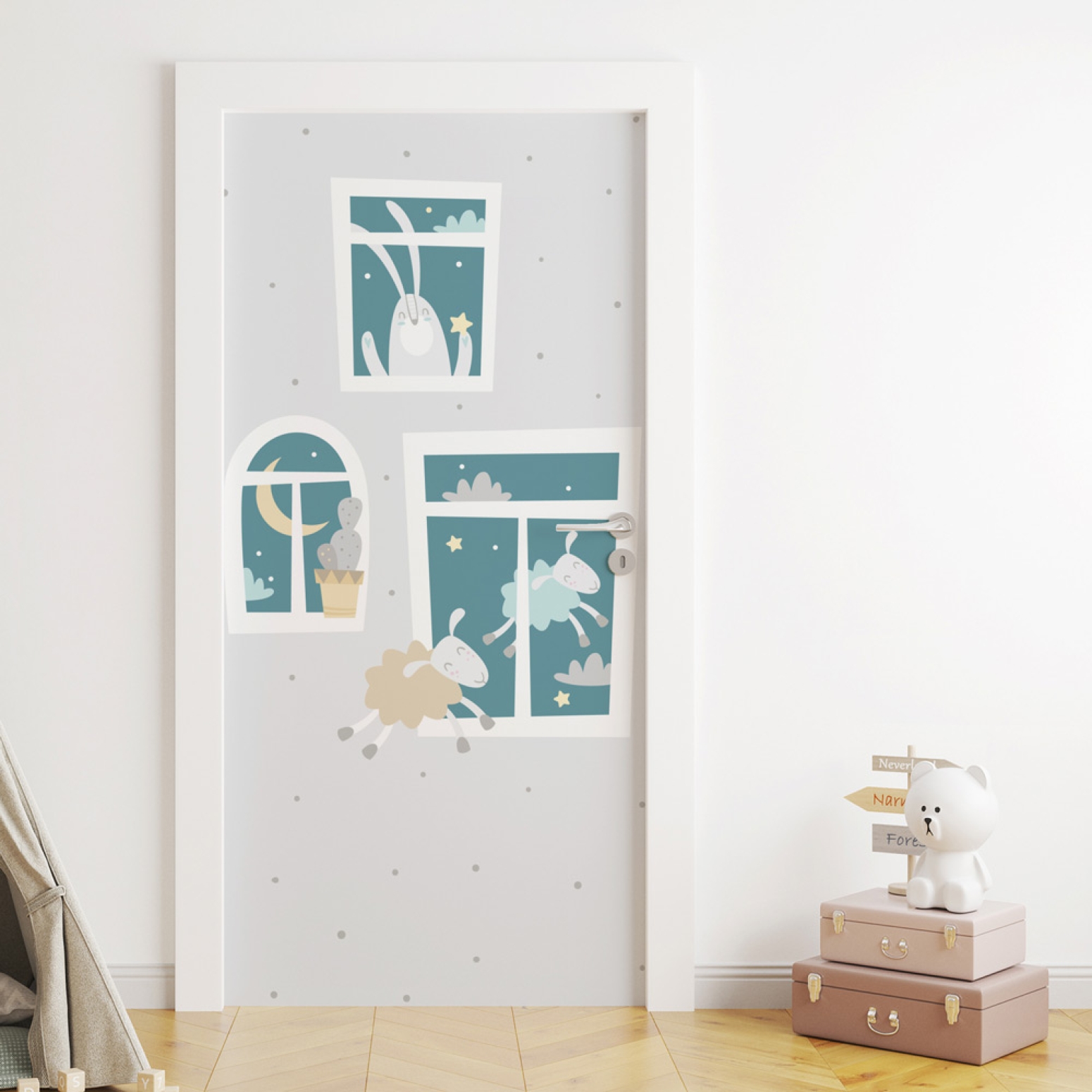 Türfolie Kinderzimmer fliegende Schafe Artikelbild 1