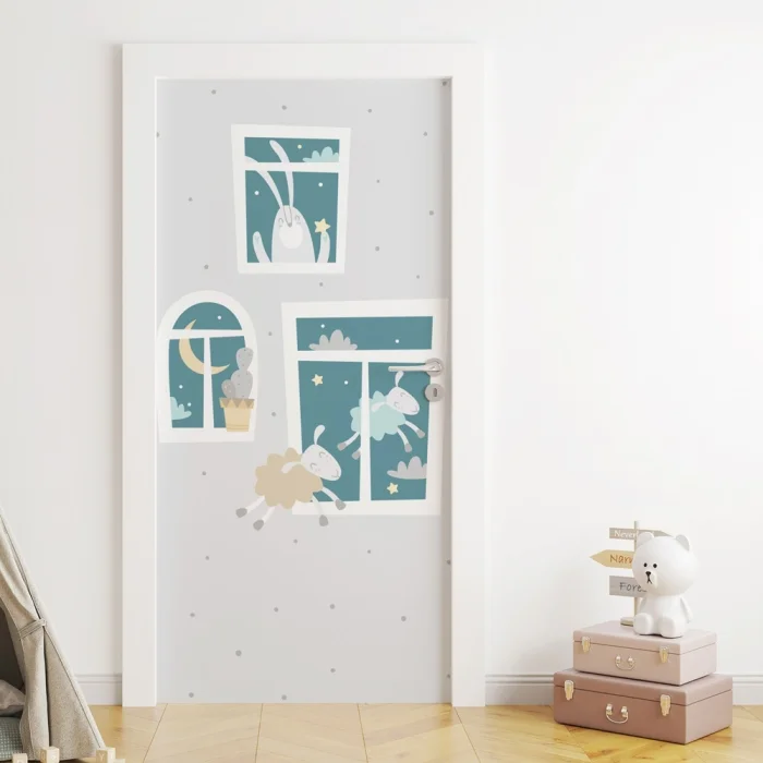 Türfolie Kinderzimmer fliegende Schafe Artikelbild 1