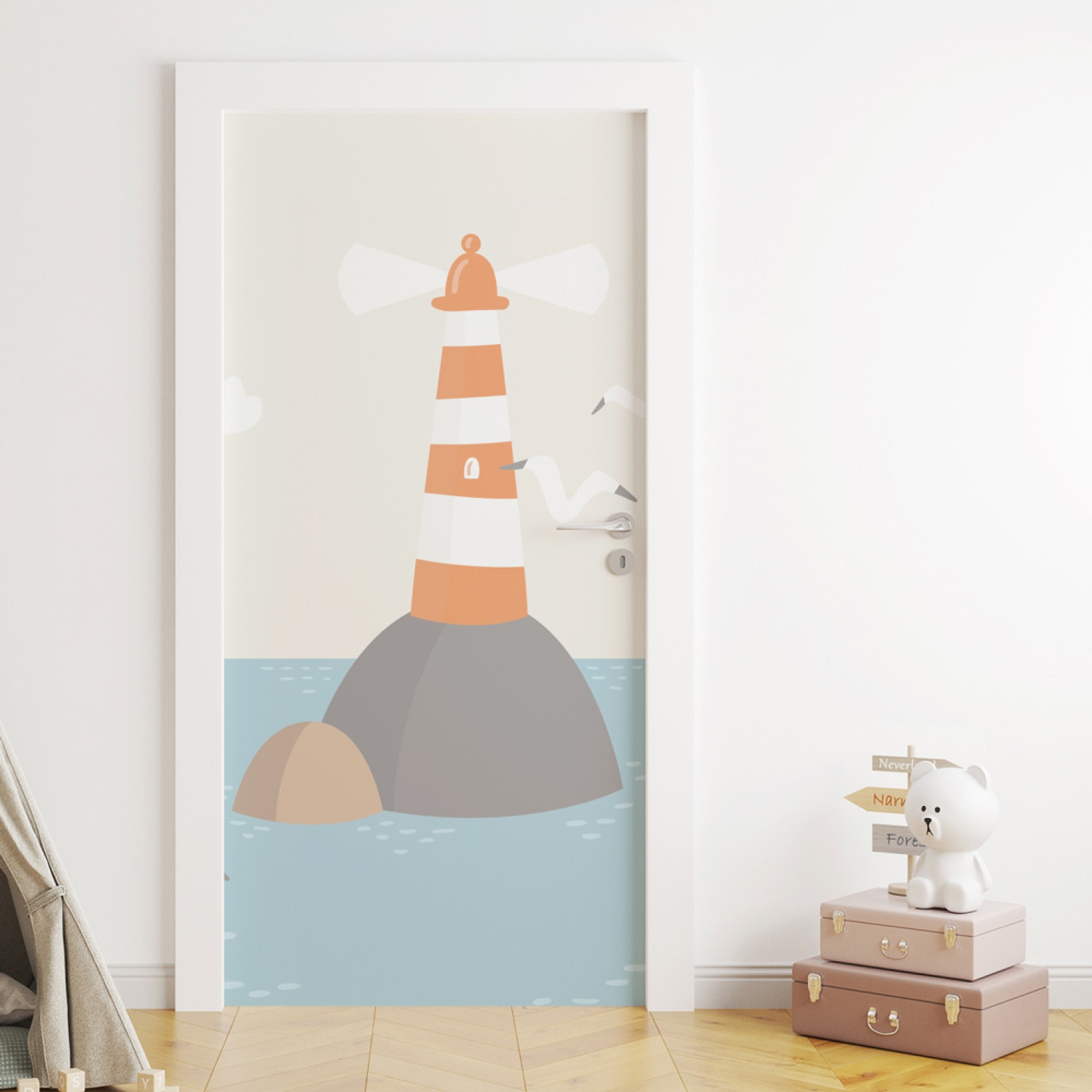 Türfolie Kinderzimmer Leuchtturm Artikelbild 1