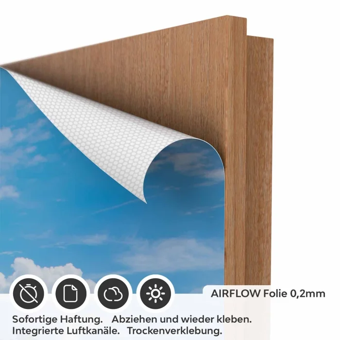 Türfolie Türkis trifft Tropen – ein Fenster ins Inselparadies AIRFLOW Folie