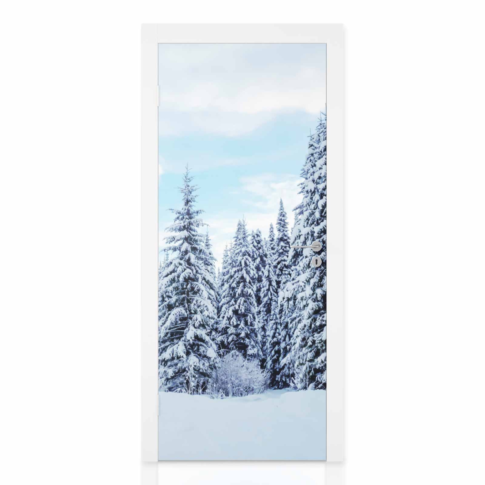 Türfolie Winterwald im Morgenlicht Hauptbild