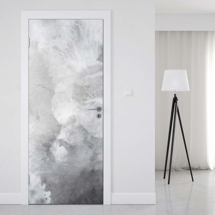 Türfolie in Grau mit marmorierter Nebeloptik Artikelbild 1