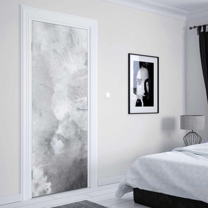 Türfolie in Grau mit marmorierter Nebeloptik Artikelbild 2