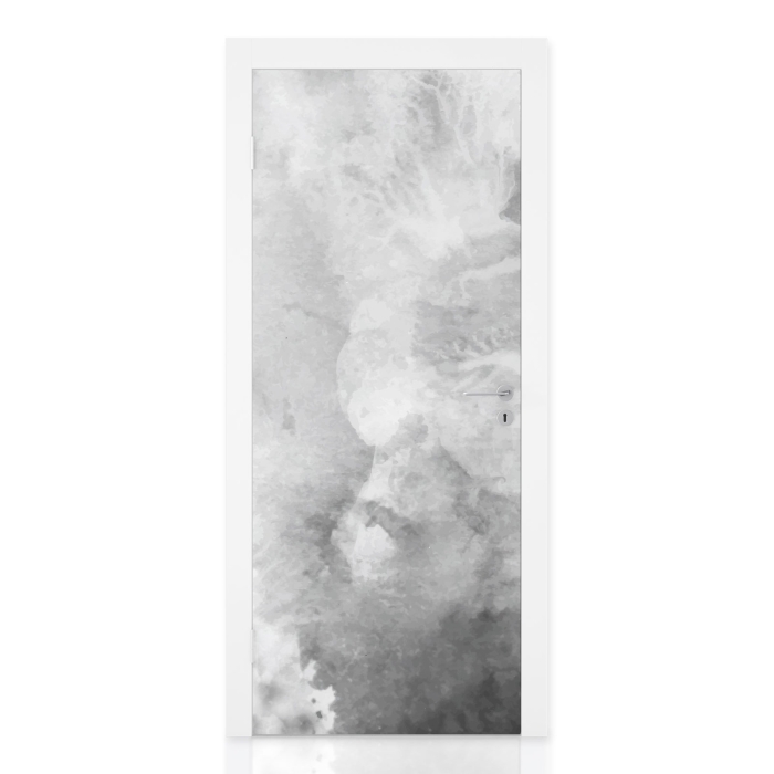 Türfolie in Grau mit marmorierter Nebeloptik