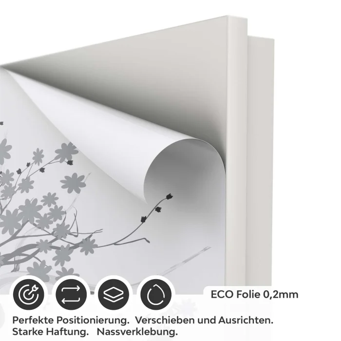 Türfolie mit zarten Kirschblütenzweigen im japanischen Stil ECO Folie
