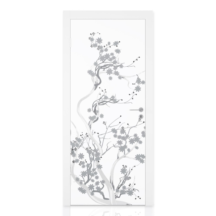Türfolie mit zarten Kirschblütenzweigen im japanischen Stil