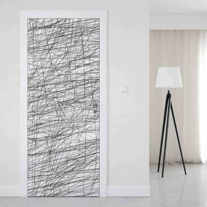 Türfolie Abstrakte Scribble‑Linienmuster Artikelbild 1