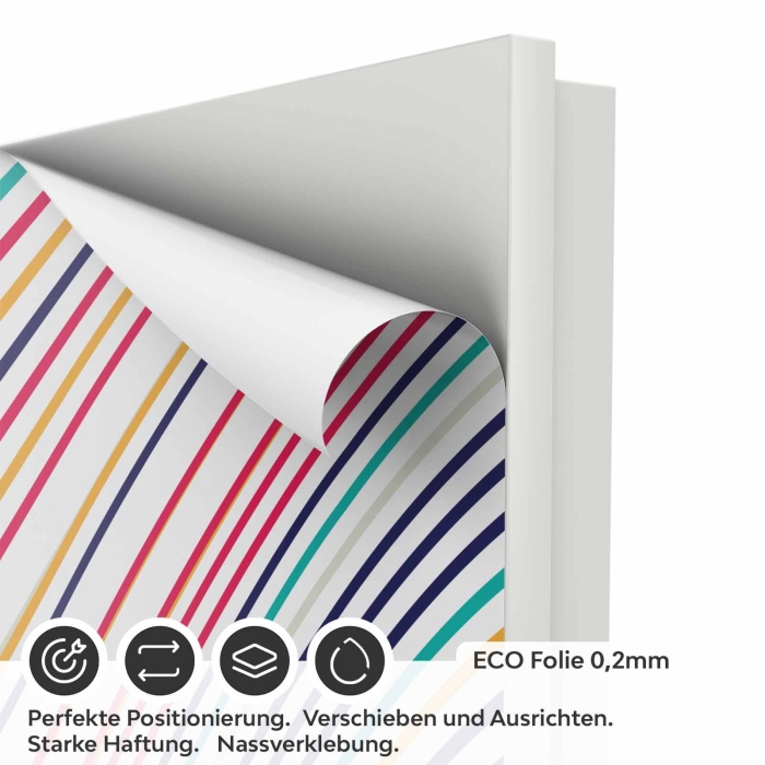 Türfolie Bunte Wellenlinien im Retro‑Look ECO Folie