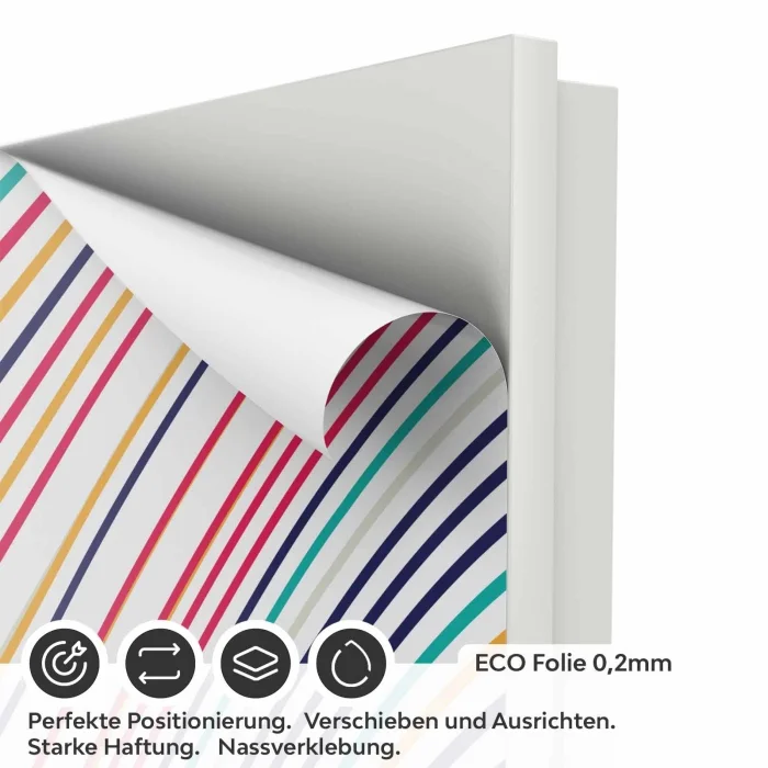 Türfolie Bunte Wellenlinien im Retro‑Look ECO Folie