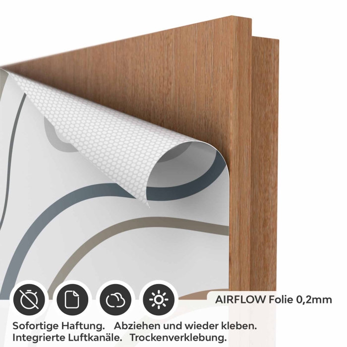 Türfolie Konturlinien in Naturtönen AIRFLOW Folie