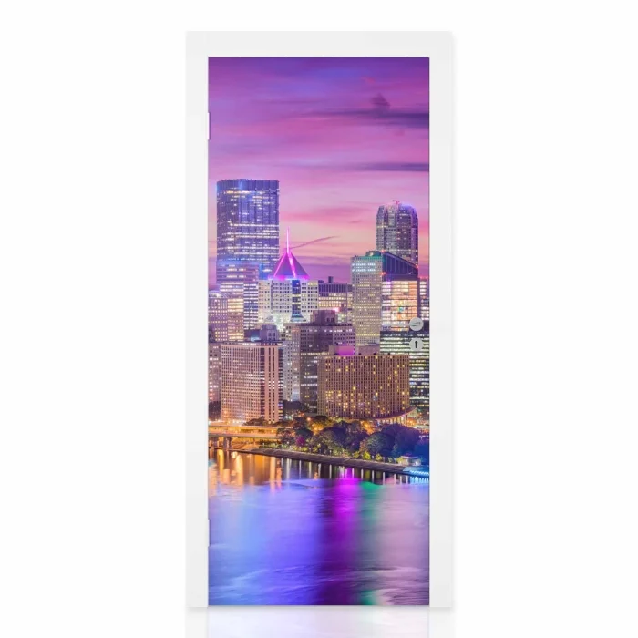 Türfolie Skyline Lichtermeer Hauptbild