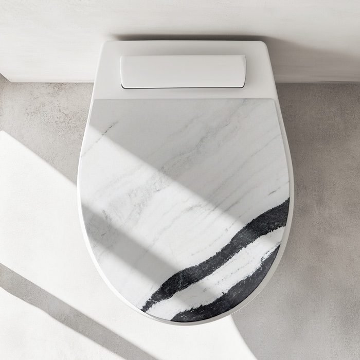 Wc-Deckel Aufkleber Marmoroptik weiß schwarz Artikelbild 1