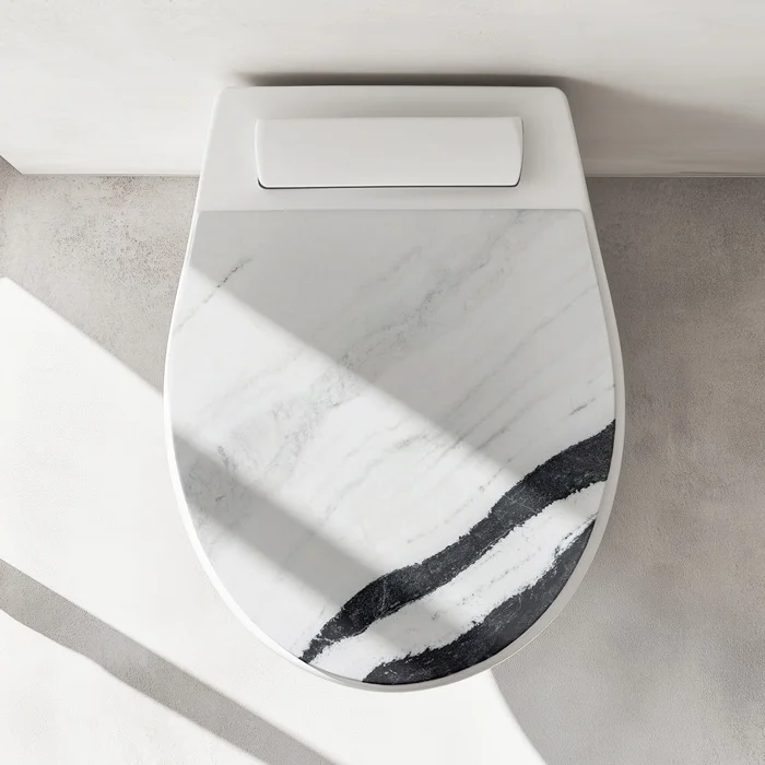 Wc-Deckel Aufkleber Marmoroptik weiß schwarz Artikelbild 1
