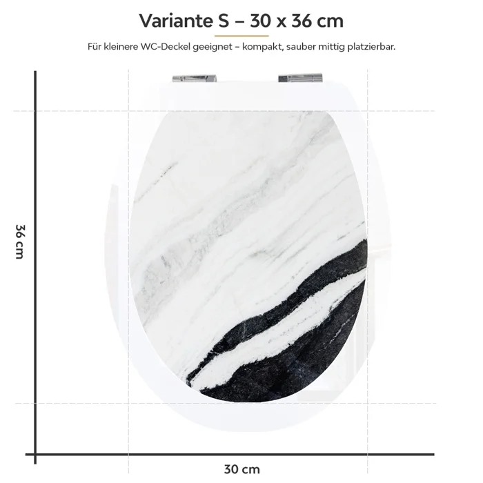 Wc-Deckel Aufkleber Marmoroptik weiß schwarz Variante 30 x 36 cm