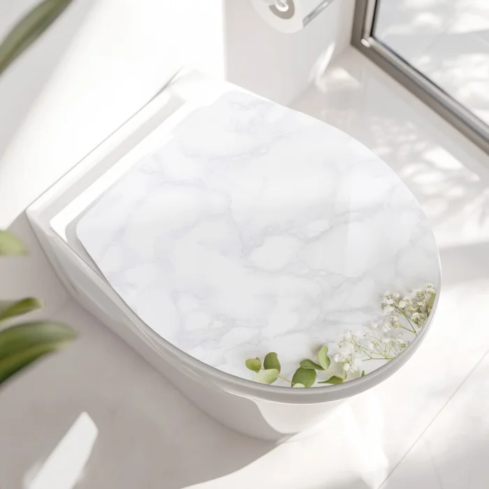 Wc-Deckel Aufkleber Marmoroptik mit Blumen Hauptbild