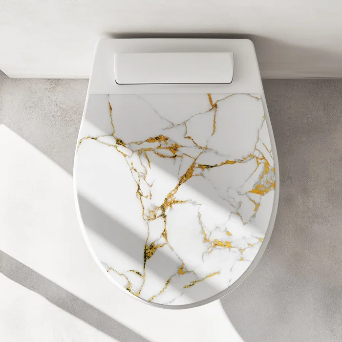 Wc-Deckel Aufkleber weiß goldener Marmoroptik Artikelbild 1