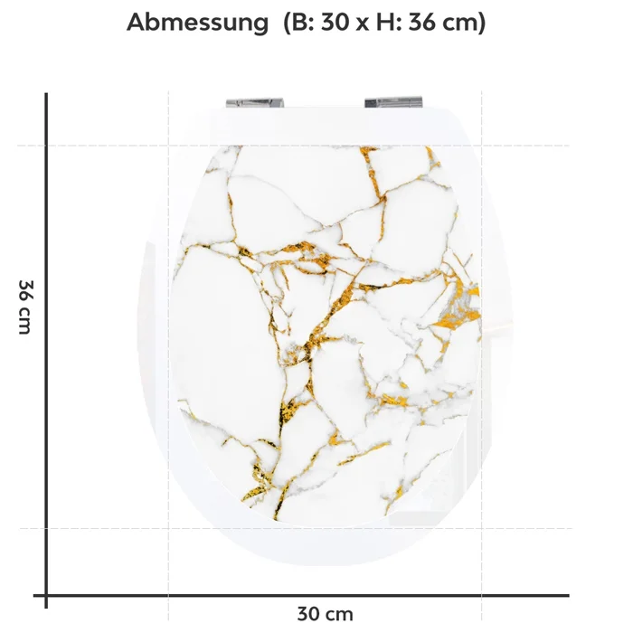 Wc-Deckel Aufkleber weiß goldener Marmoroptik Variante 30 x 36 cm