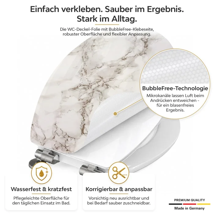 Wc-Deckel Aufkleber beiger Marmoroptik Detailbild 1