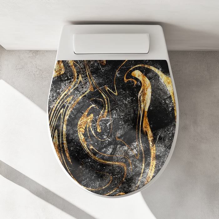 Wc-Deckel Aufkleber schwarz goldenes Marmoroptik Artikelbild 1