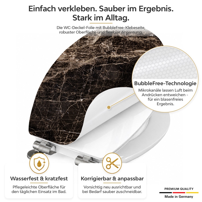 Wc-Deckel Aufkleber Marmoroptik in braun Detailbild 1