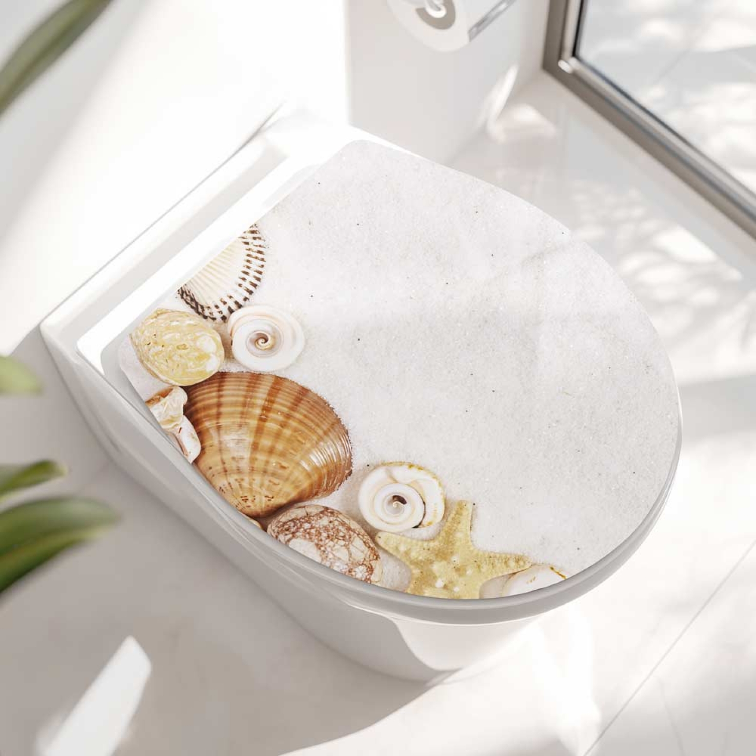 WC-Deckel Aufkleber Shell & Starfish