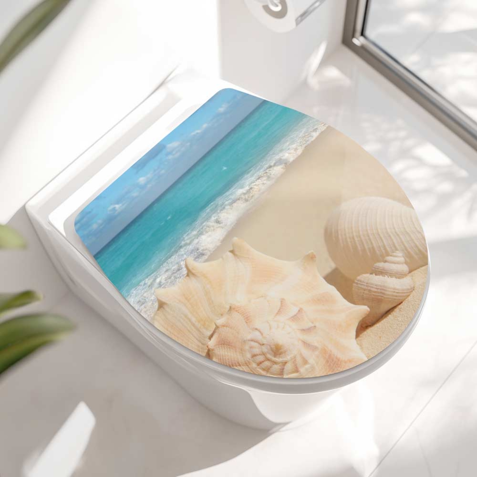 WC-Deckel Aufkleber Muschel am Meer