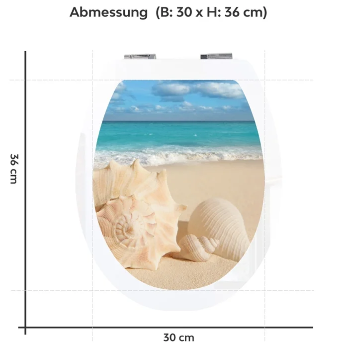 WC-Deckel Aufkleber Muschel am Meer Variante 30 x 36 cm
