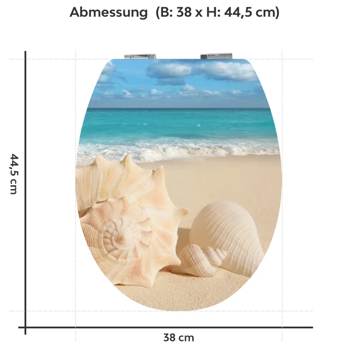 WC-Deckel Aufkleber Muschel am Meer Variante 38 x 44 cm