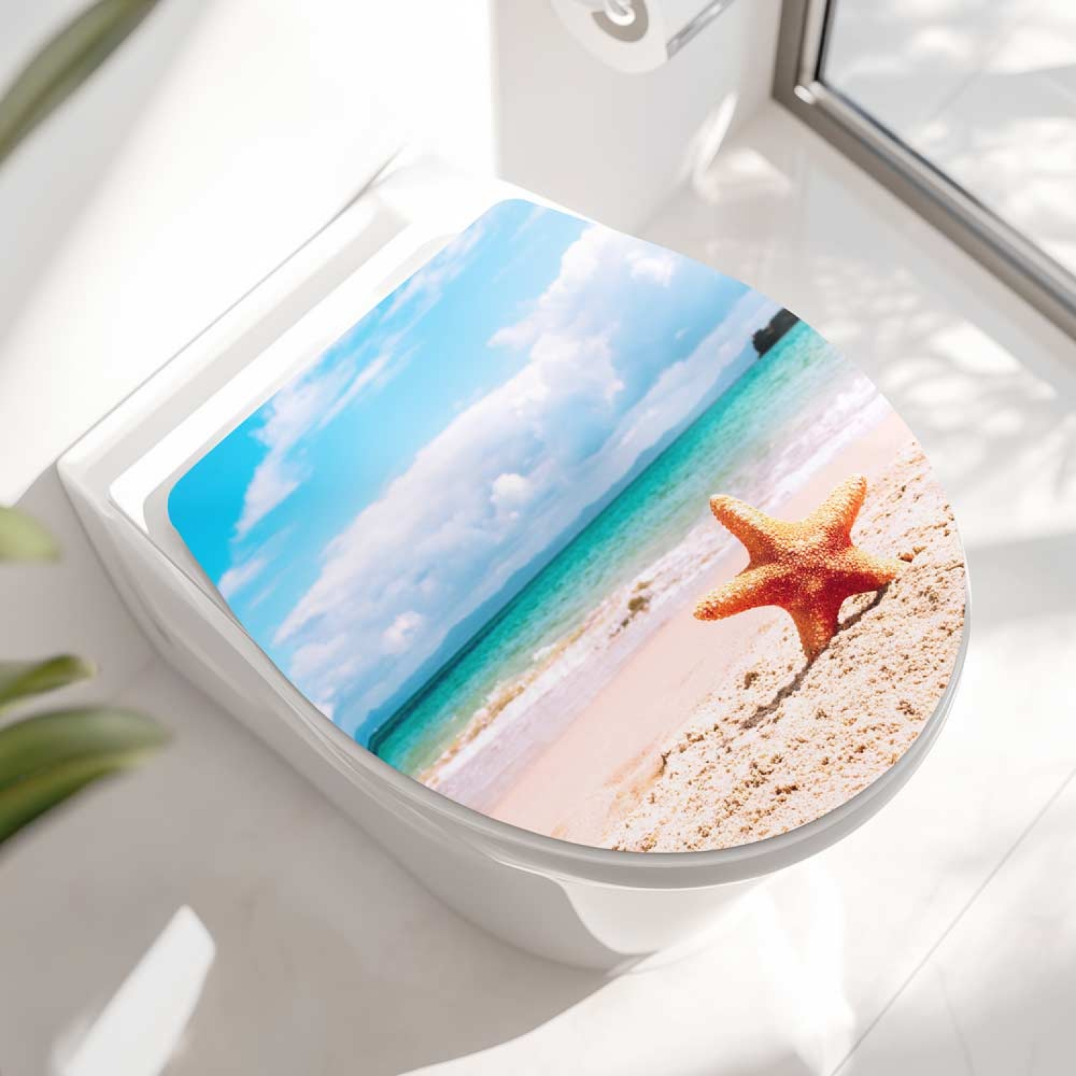 WC-Deckel Aufkleber Seestern am Meer