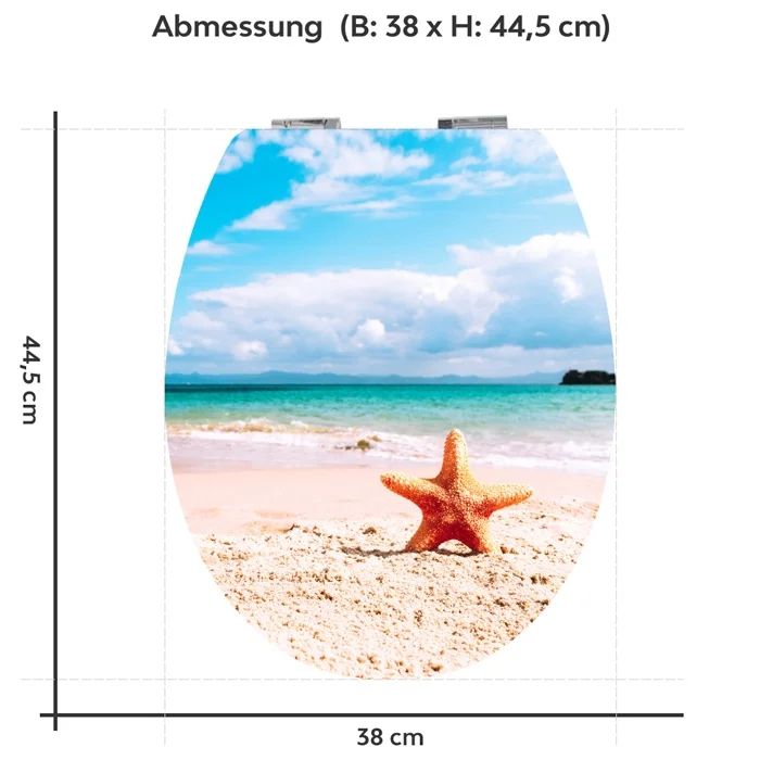 WC-Deckel Aufkleber Seestern am Meer Variante 38 x 44 cm