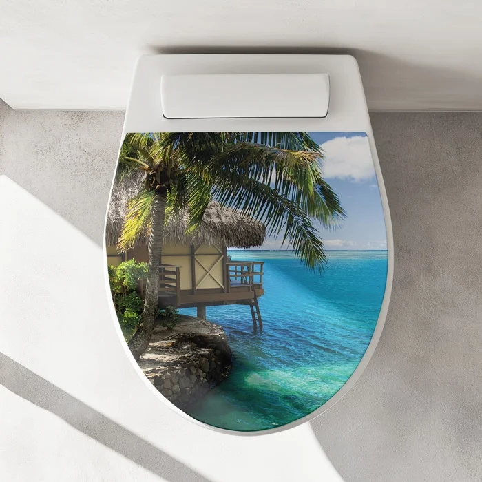 WC-Deckel Aufkleber Strandhaus im Tropenidylle Artikelbild 1
