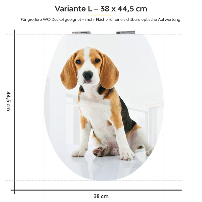 WC-Deckel Aufkleber Beagle Doggy Variante 38 x 44 cm