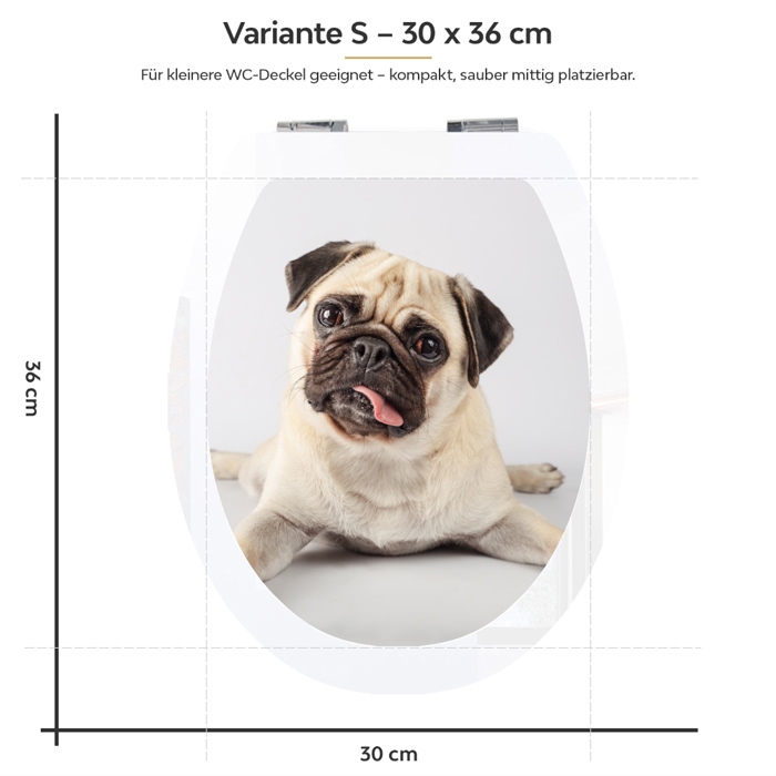 WC-Deckel Aufkleber Mops Puppy Variante 30 x 36 cm