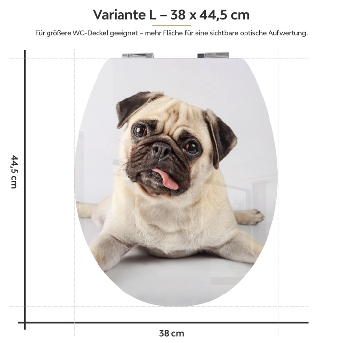 WC-Deckel Aufkleber Mops Puppy Variante 38 x 44 cm